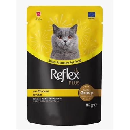 REFLEX PLUS POUCH SOS İÇİNDE ET PARÇACIKLI ÖRDEKLİ&TAVŞANLI YETİŞKİN KEDİ MAMASI 85 G