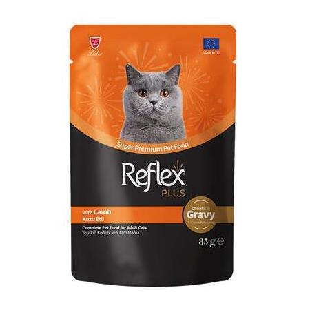 Reflex Plus Pouch Gravy Kuzu Etli Soslu Kedi Yaş Maması 85 Gr