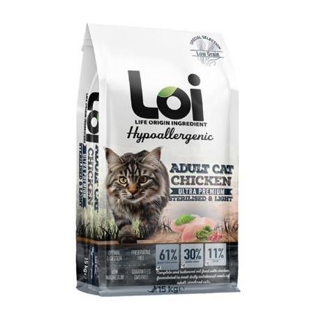 LOİ YETİŞKİN KISIR KEDİ TAVUKLU 15 KG